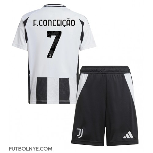 Camiseta Juventus Francisco Conceicao #7 Primera Equipación para niños 2024-25 manga corta (+ pantalones cortos)